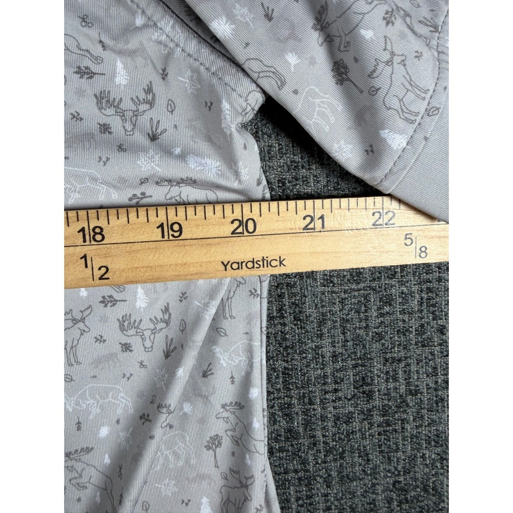 Waggle Mens Golf Polo Shirt Gray Moose Nature Print Performance Stretch Size M - Picture 6 of 11
